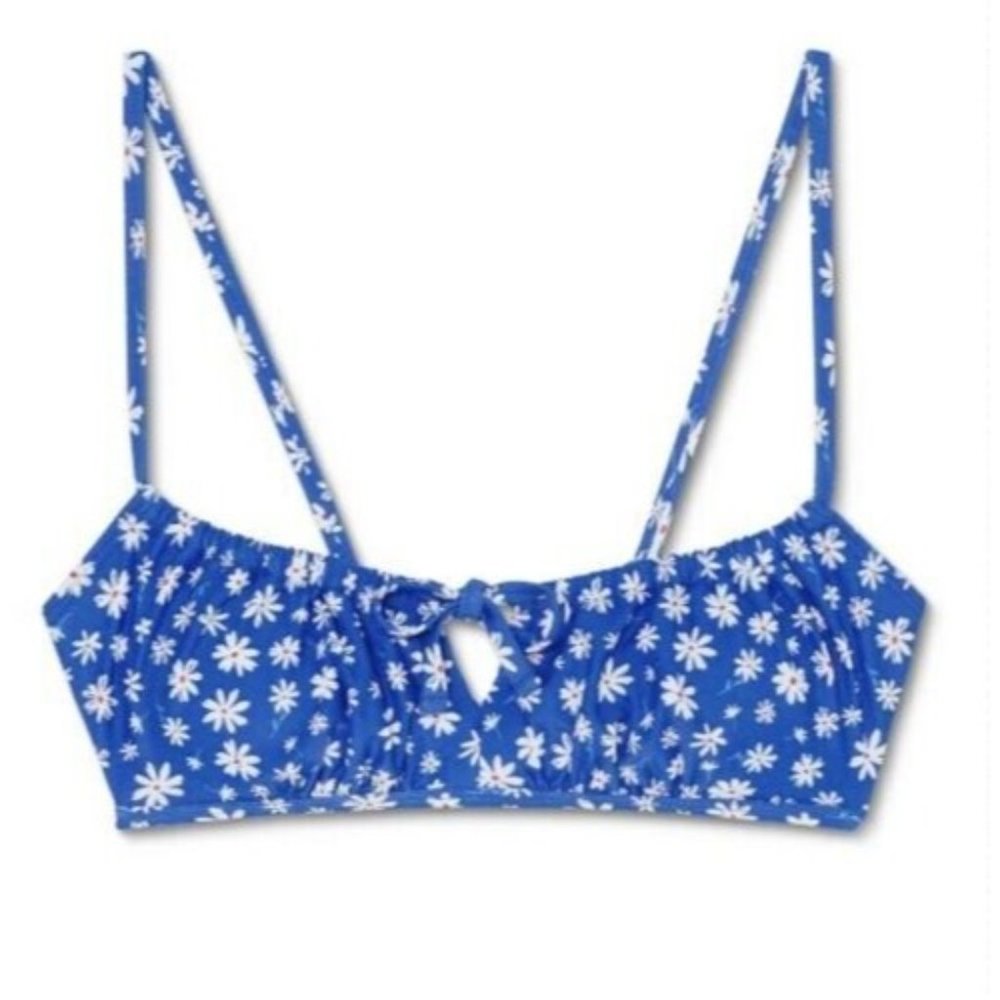 Xhilaration Juniors' XS (00) Tunneled Bralette Cobalt Floral Print Bikini Top